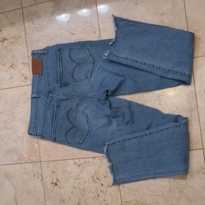 Levi's Premium 724 High Rise Raw Hem Blue Jeans